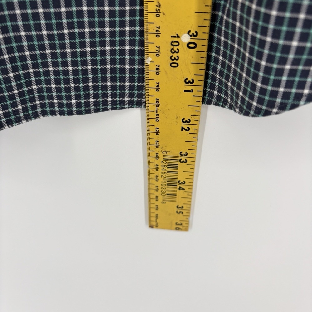 Duluth Trading Co Button Up Dress Shirt Men's L Dark Teal Blue Check Long Sleeve - Picture 9 of 10